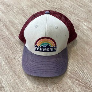 Patagonia KIDS Hat Snapback Trucker Cap Blue Navy Mesh Back Rainbow